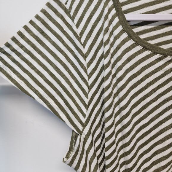 Talbots Green Striped Shift Dress Size 3X Tie Waist Short Sleeve Cotton Casual - Picture 5 of 10